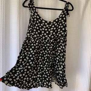 Black Floral Smock Dress